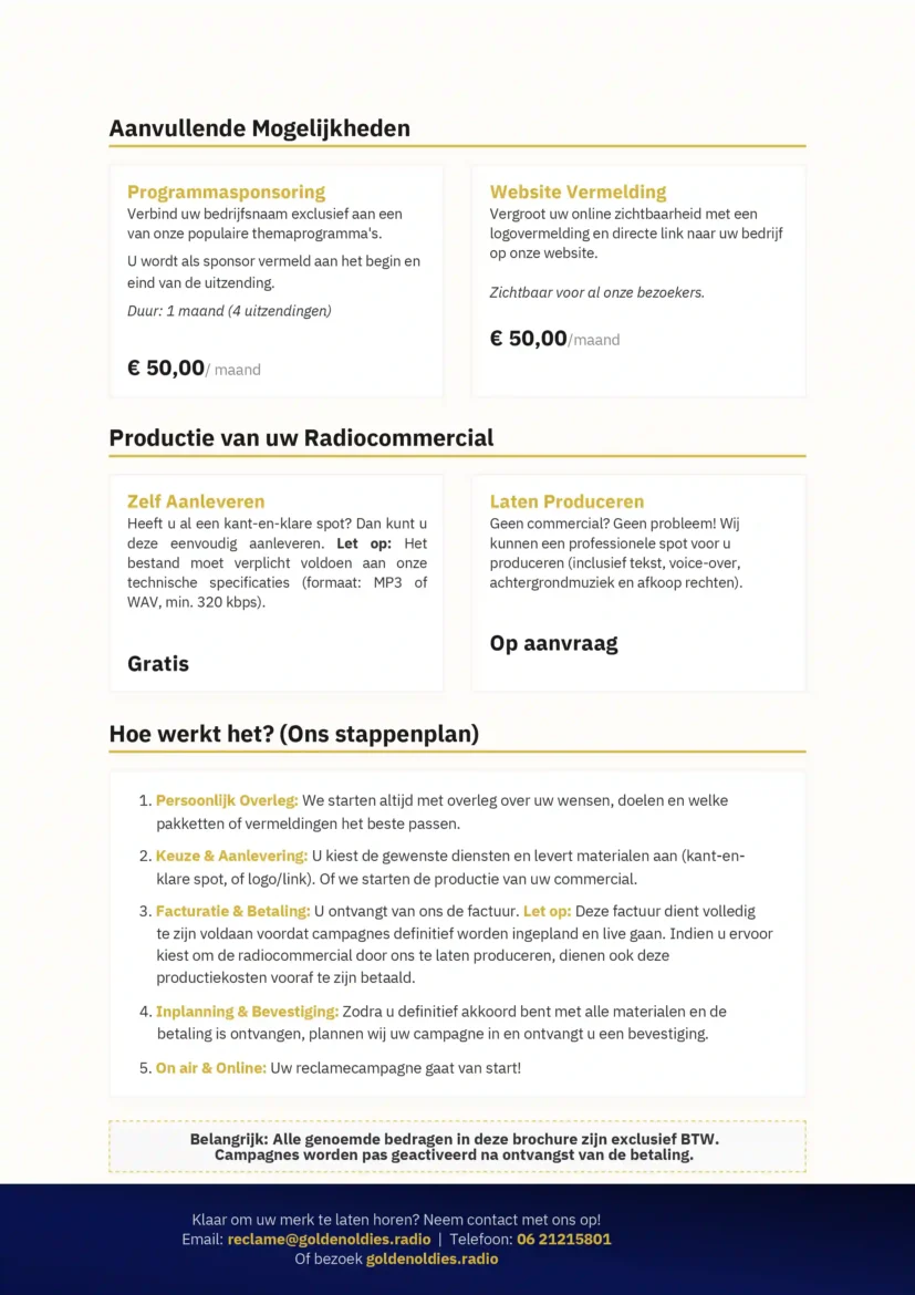 Radio Reclame Uitleg blad 2