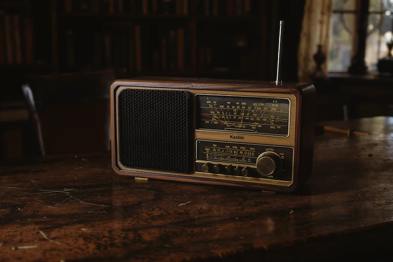 Historisch zendschip voor anker op de Noordzee tijdens de zendschepen geschiedenis van Radio Veronica en Radio Mi Amigo
